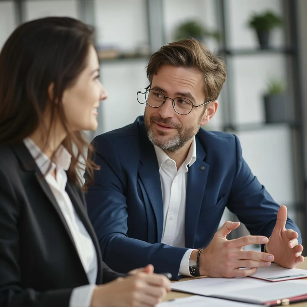 Two people engaged in deep conversation